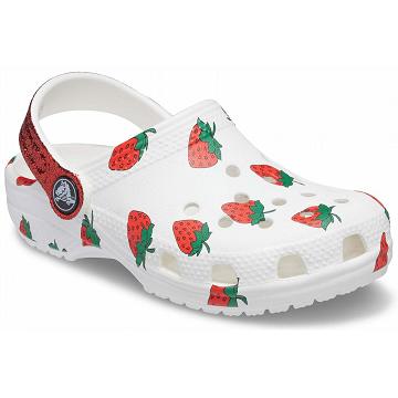 Crocs Classic Food Print Boys' Clogs White | Australia 1368HAPK